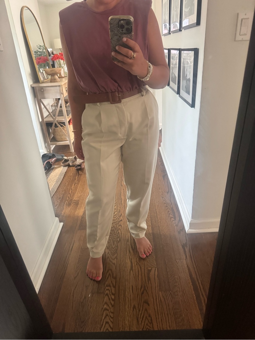 Zara Cream High-Waist Pleated Trousers